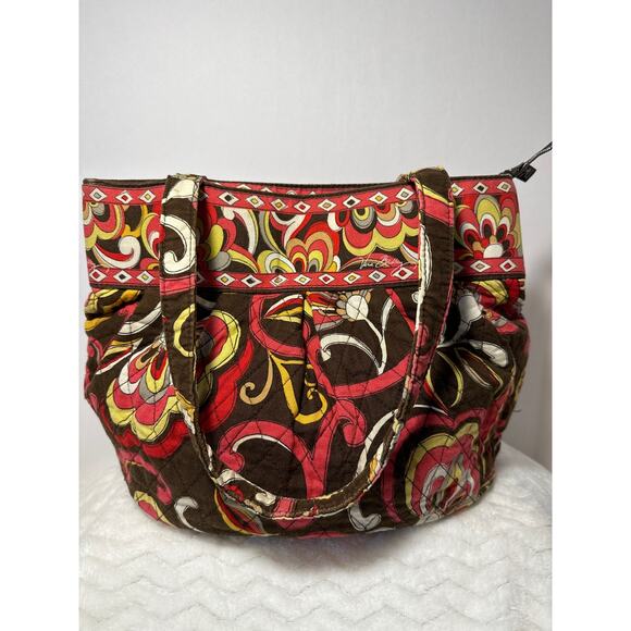Vera Bradley Puccini Brown Floral (retired) Shoulder Bucket Bag - Picture 2 of 7